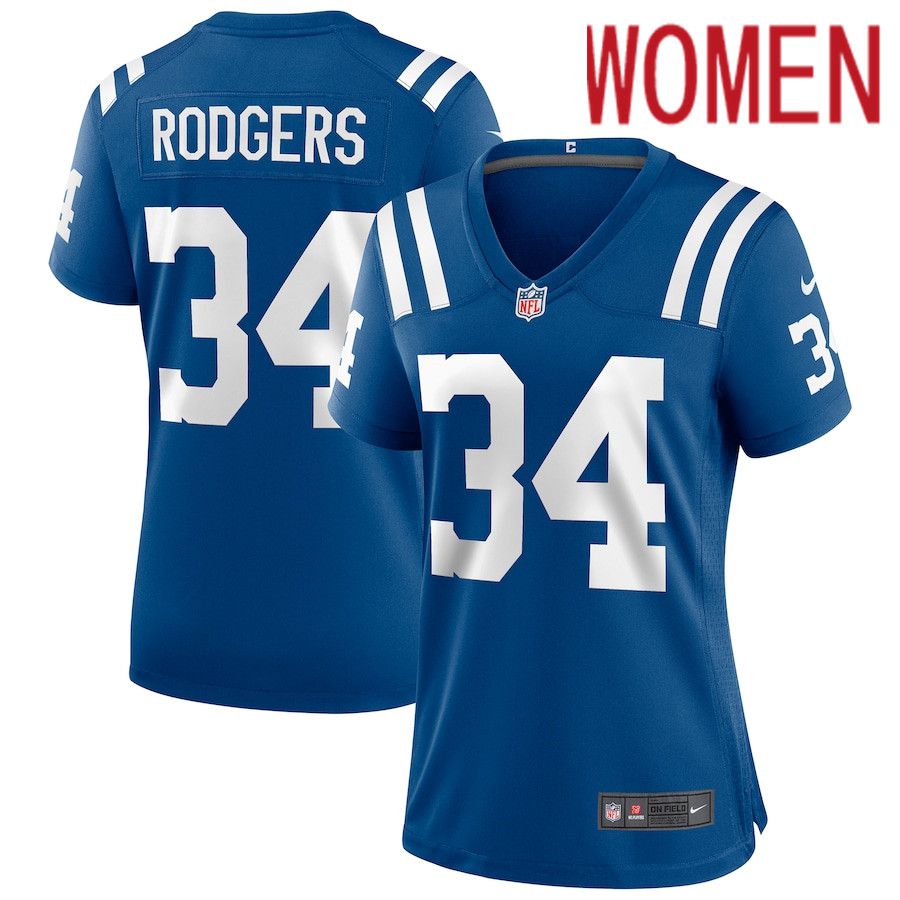 Women Indianapolis Colts 34 Isaiah Rodgers Nike Royal Game NFL Jersey